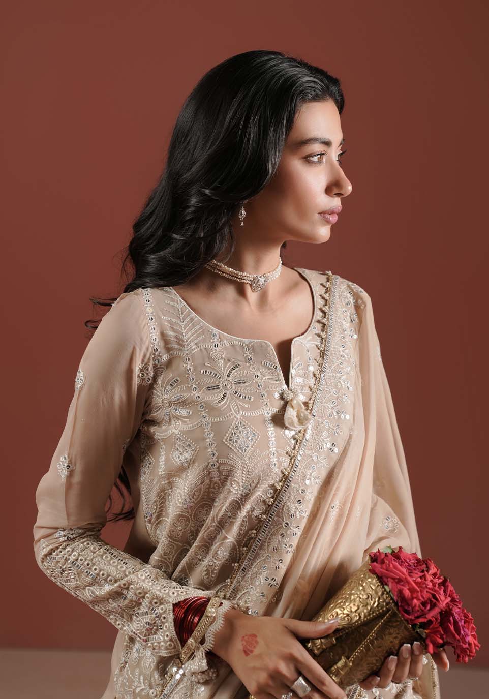 ZQ 005B LIBA | Lakhnawi Festive Chiffon Collection '24 | Zarqash - Portia Fabrics