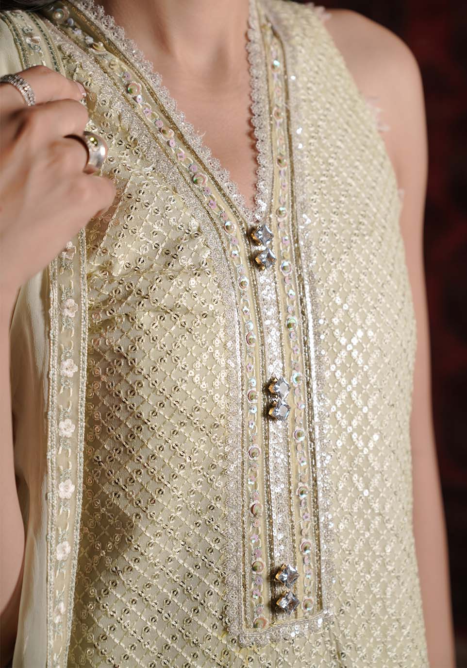 ZQL 004B HENA | Lakhnawi Festive Chiffon Collection '24 | Zarqash - Portia Fabrics