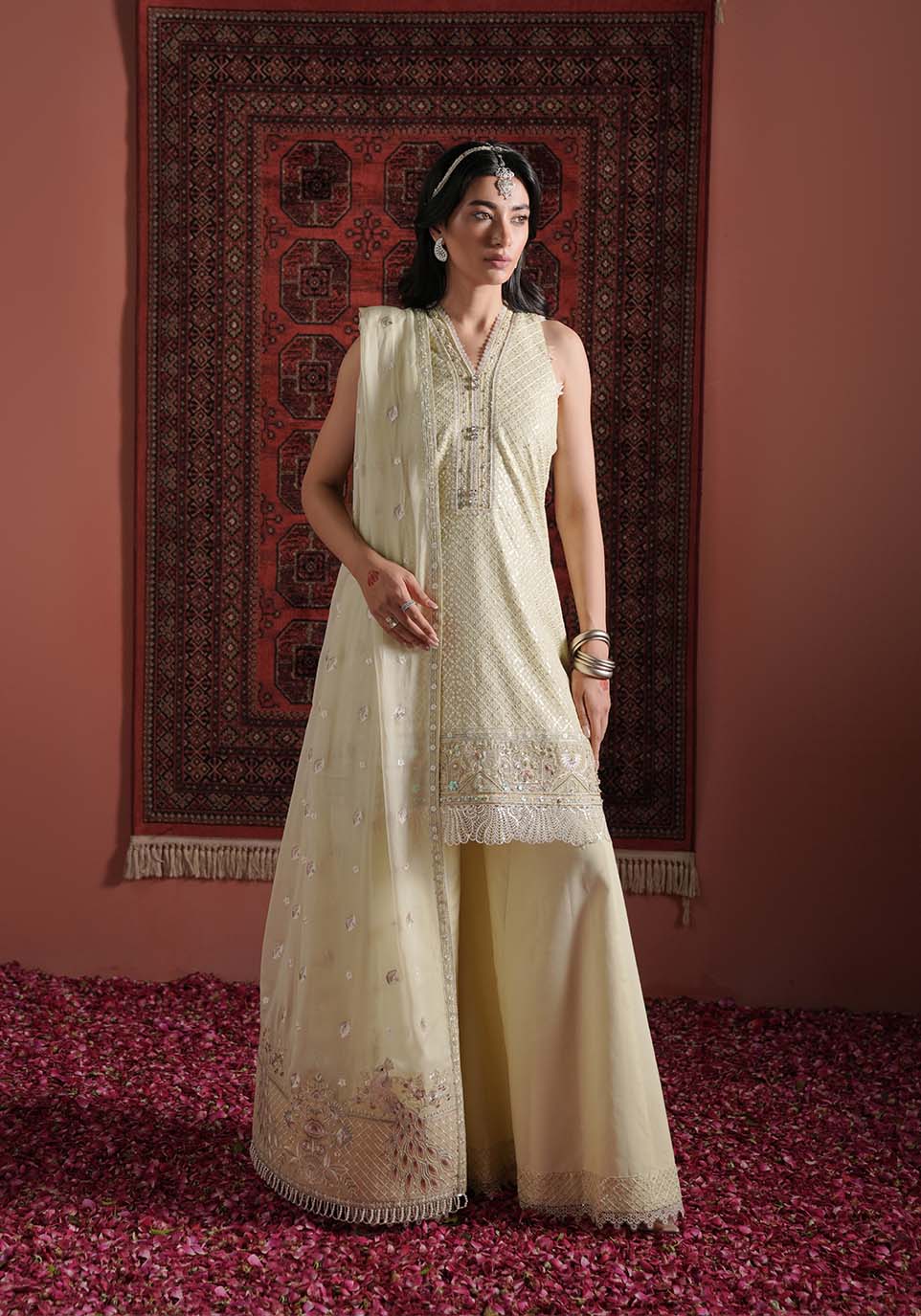 ZQL 004B HENA | Lakhnawi Festive Chiffon Collection '24 | Zarqash - Portia Fabrics