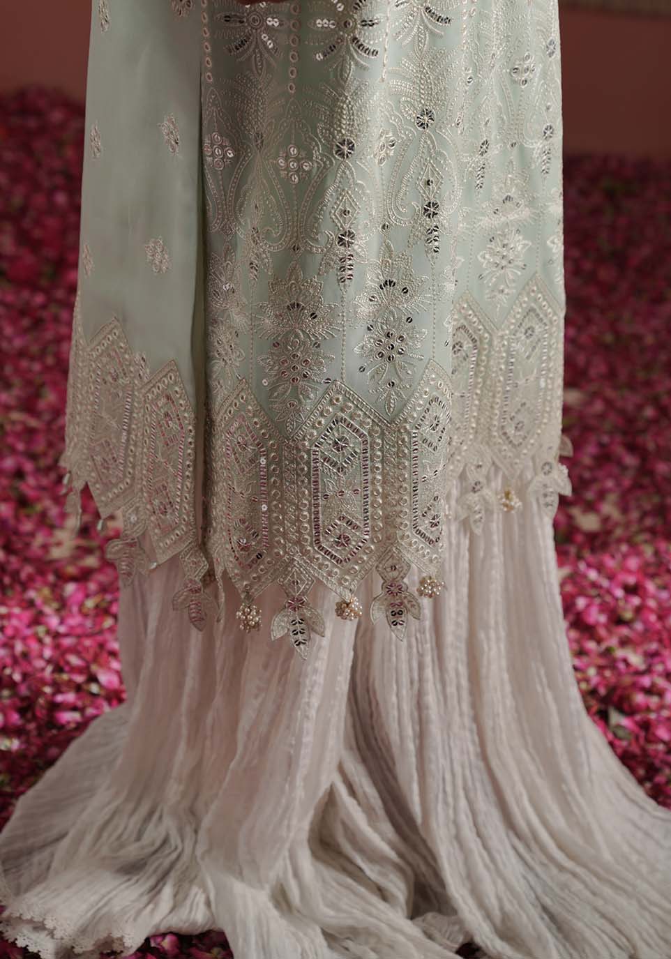 ZQL 005A NAAZ | Lakhnawi Festive Chiffon Collection '24 | Zarqash - Portia Fabrics