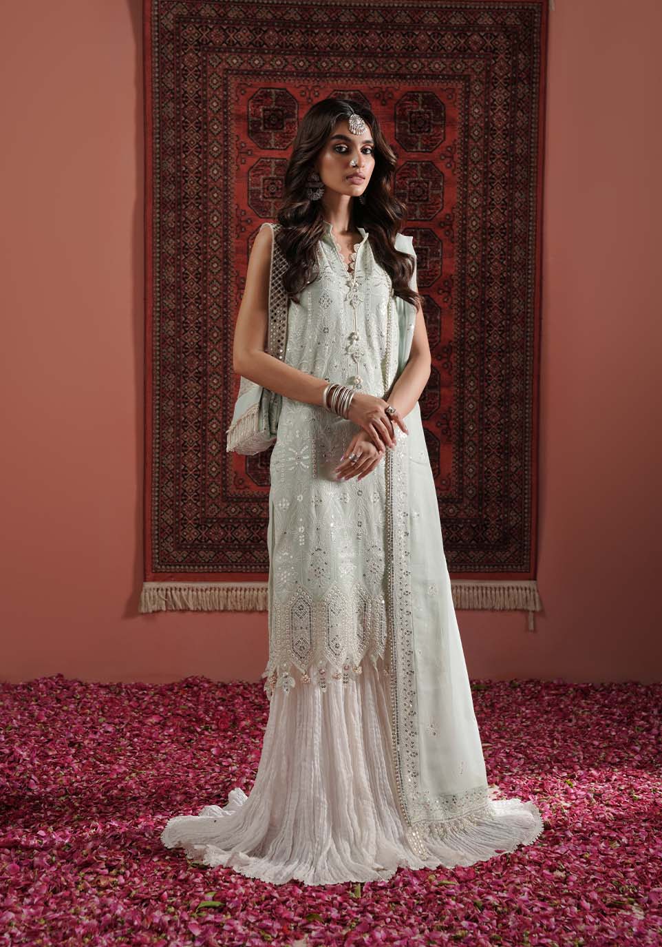 ZQL 005A NAAZ | Lakhnawi Festive Chiffon Collection '24 | Zarqash - Portia Fabrics