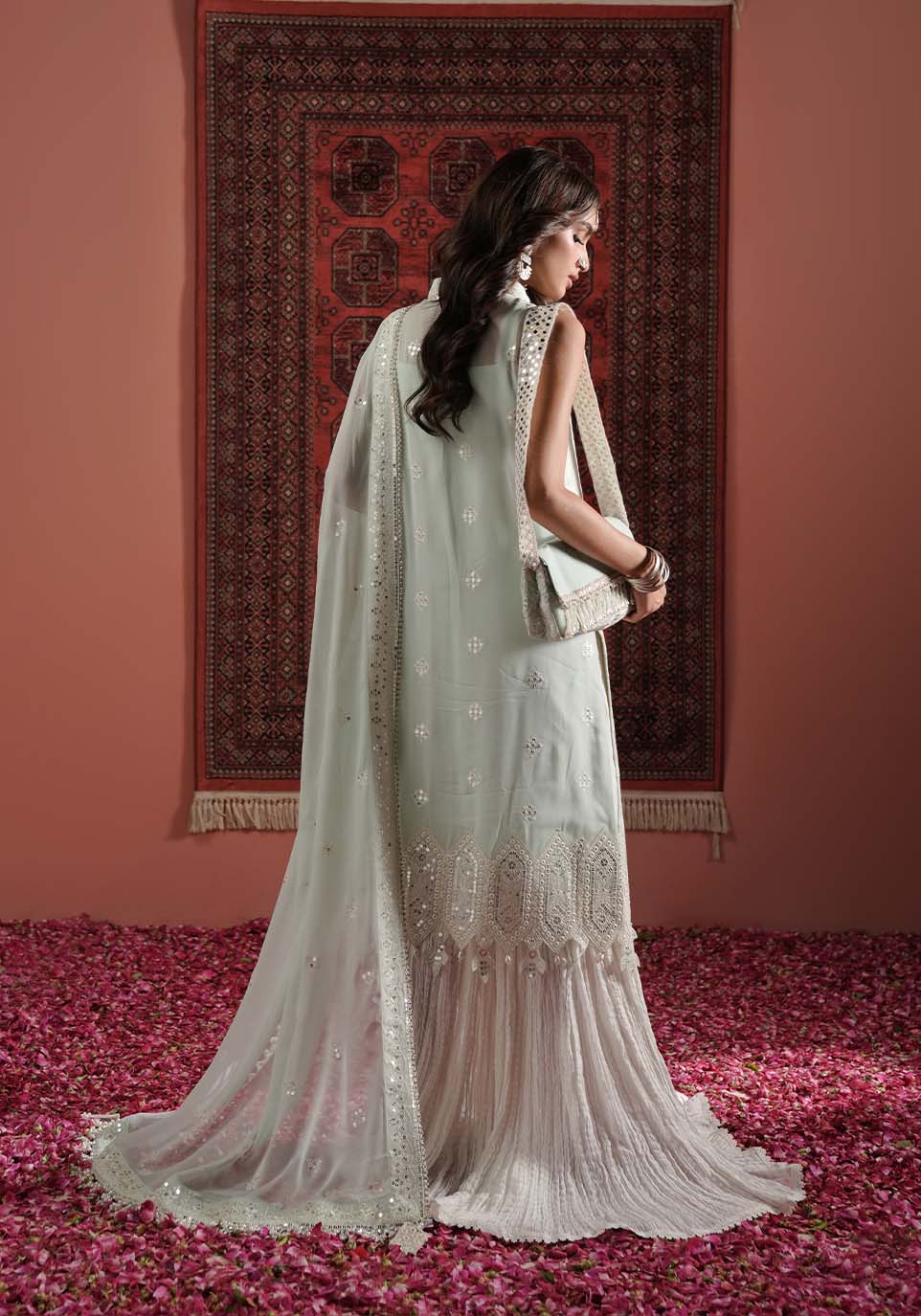 ZQL 005A NAAZ | Lakhnawi Festive Chiffon Collection '24 | Zarqash - Portia Fabrics